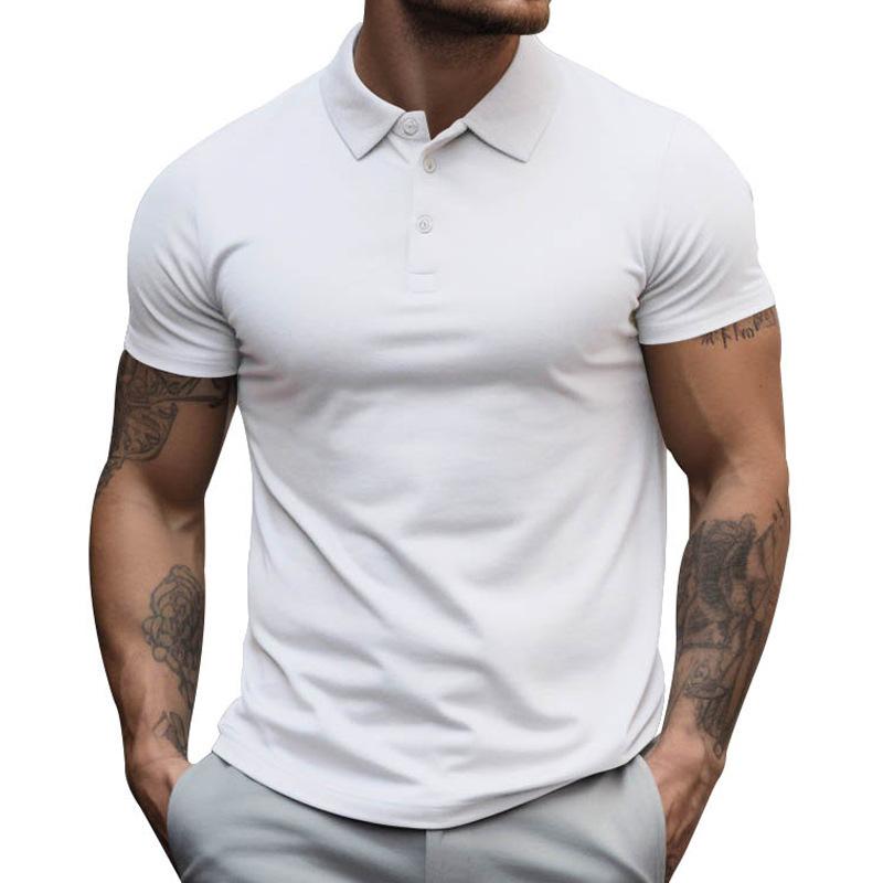 Mens Summer Short Sleeve Solid Color Polo Shirt Loose Breathable Sport T Shirt