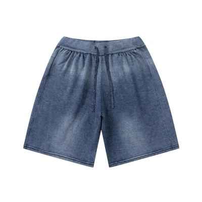 [CHANGE WELL] Men's 2025AW Faded Look Fashion Casual Autumn Clothing [Washed Finish] Big Silhouette Knit Half Pants (INDIGO, XL)