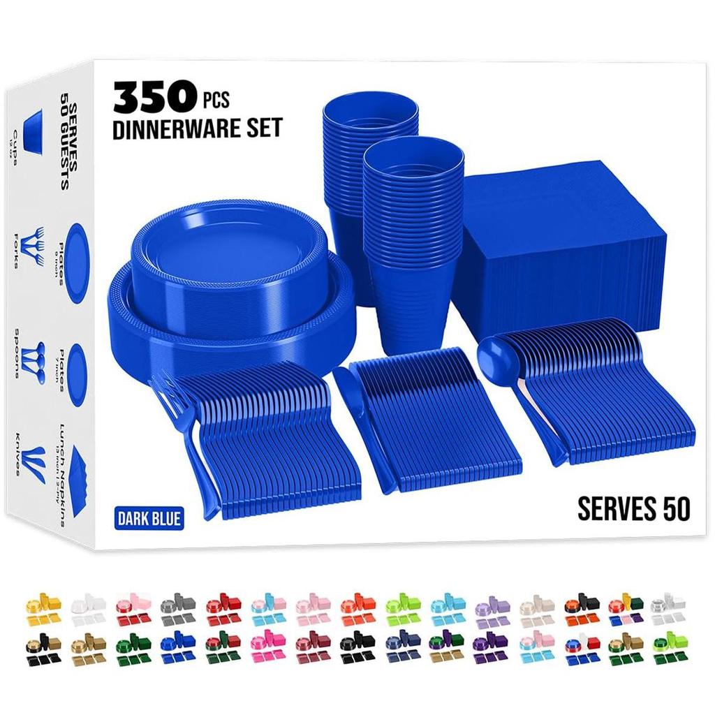 Disposable Solid Color Party Tableware Set - Plates and Cups for Birthday Celebrations