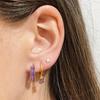 Damen 925 Silber Ohrstecker Lila Zirkon Ohrringe Creolen Lila Kristall Anhänger Ohrring Mode Hochzeits Schmuck