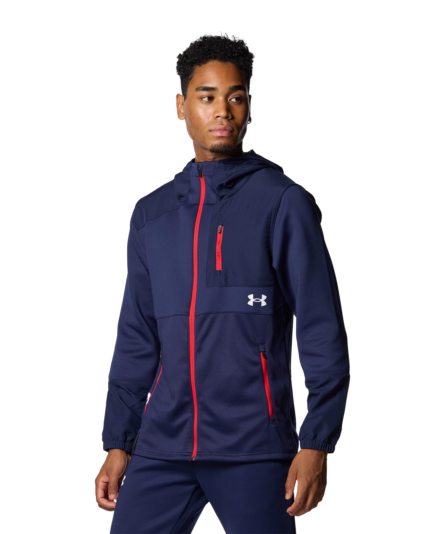 

UA ARMOUR KNIT HYBRID FULLZIP JACKET Midnight Navy White MD [Under Armour]