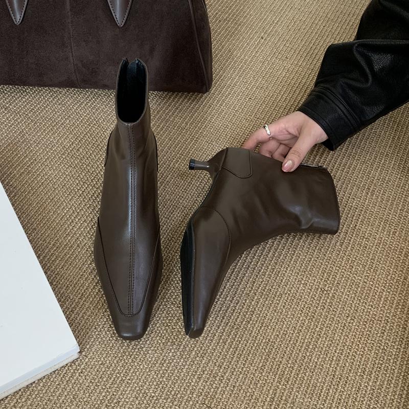 Fashion SUOJIALUN 2025 New Brand Women Shor Boots Thin Med Heel Ladies Elegant Ankle Boots Round Toe Fashion Outdoor Dress Chelsea Boots