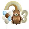Cute Matte Teddy Bear Balloon Set Milky White Digital Aluminum Film Birthday Party Decoration Cute Fun