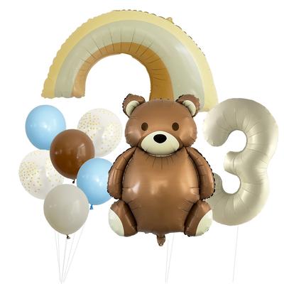 Niedliches Mattes Teddybär-Ballon-Set Milchweiß Digitale Aluminiumfolie Geburtstagsfeier Dekoration Niedlich Lustig