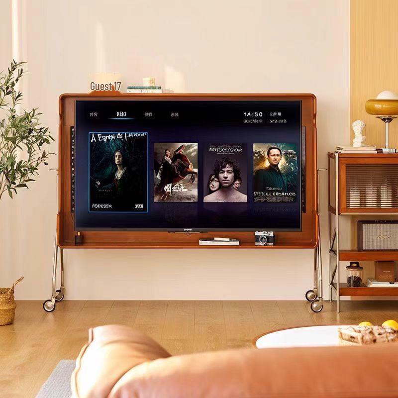 Vintage Movable TV Cabinet with Push-Pull Design for Living Room or Bedroom