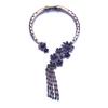 Personality: Vintage Alloy Choker, Blue Rhinestones, Exaggerated Necklace Accessory, Long Clavicle Chain, Tassel Necklace
