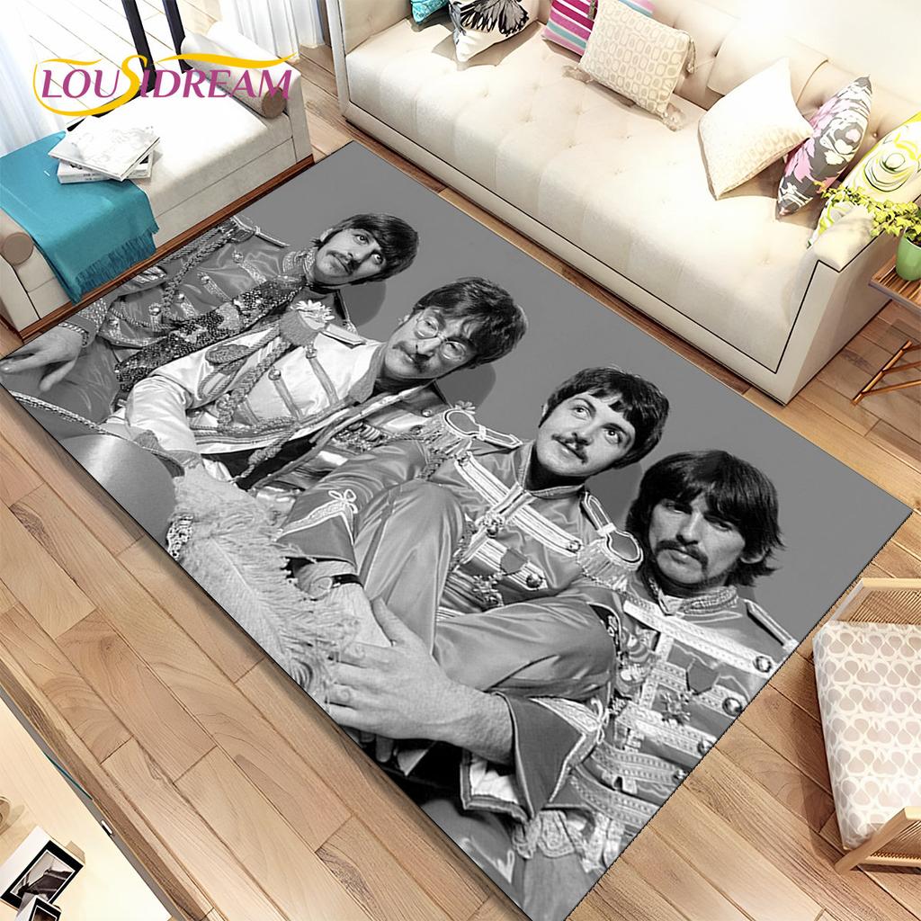 3D B-Beatles Rock Band Area Rug,Carpet Rug for Home Living Room Children Bedroom Sofa Doormat Decor,kids Play Non-slip Floor Mat