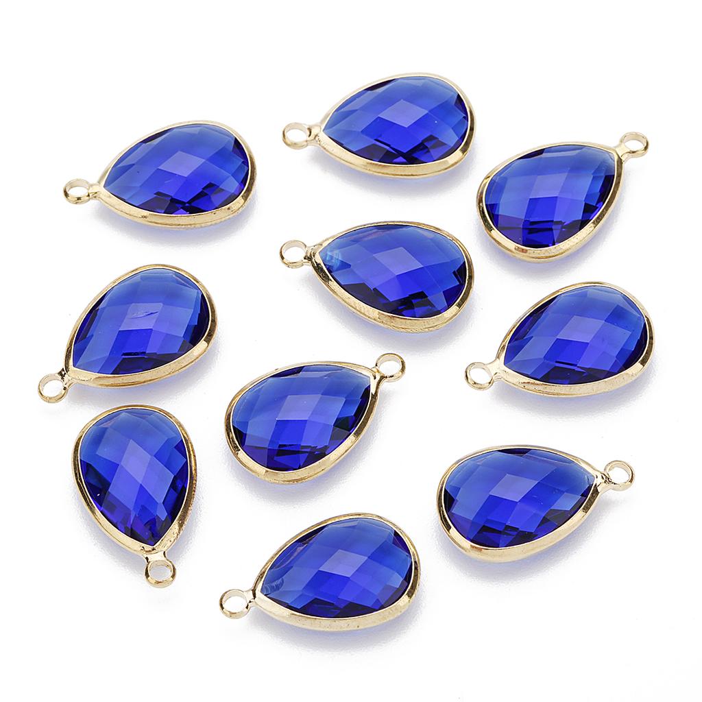 6pcs/Lot Teardrop Crystal Glass Pendant Birthday Stone Pendant Charms for Couples Bracelet Earrings Jewelry Making Supplies DIY