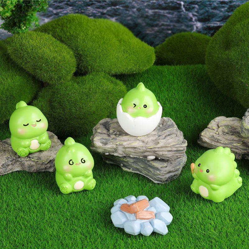 9Pcs/set Cartoon Mini Dinosaurs Animal Miniatures Resin Ornaments Micro Landscape Fairy Garden Dollhouse Decoration