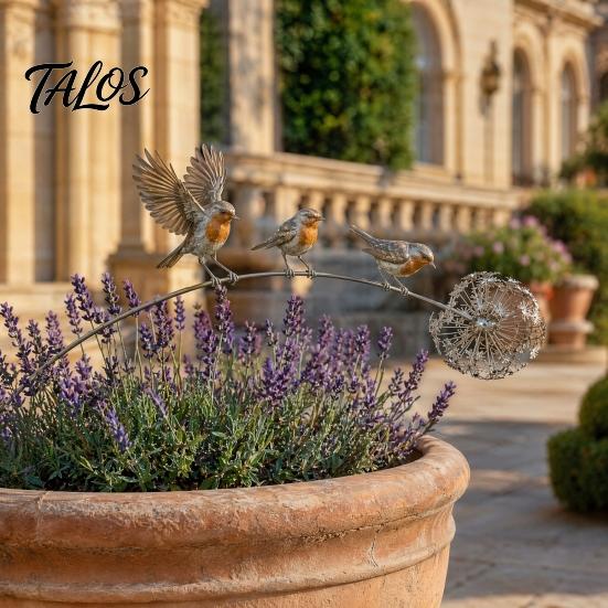 Unique Outdoor Garden Accent Animal Stake, Rustic Yard Art Decorations with Dandelion Accent, Metal Decorative Sculpture for Lawn Patio Flower Bed And