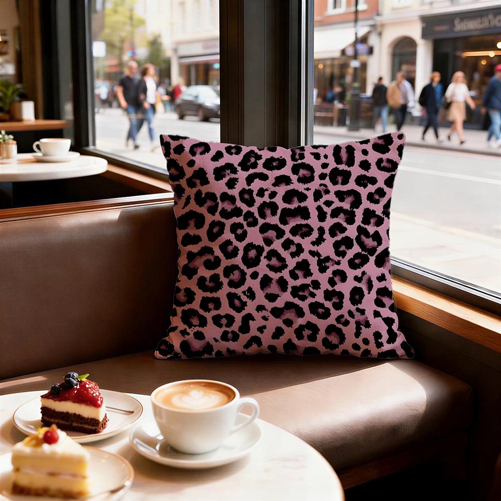 Leopard print pattern Cushion Cover Set of Short Plush Pillow Covers for Sofa Soft Cushion Case