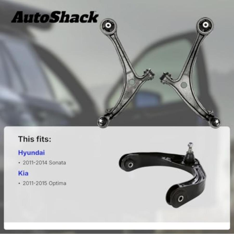 AutoShack Комплект из 2-х передних нижних рычагов подвески и шаровых опор с сайлентблоками для Hyundai Sonata 2011-2014, Kia Optima 2011-2015 United States