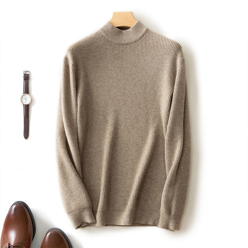 Semi-tall Collar Men's Sweater Thickened Warm Slim Bottoming Knit Sweater Long-sleeved Inner Sweater Autumn and Winter Business