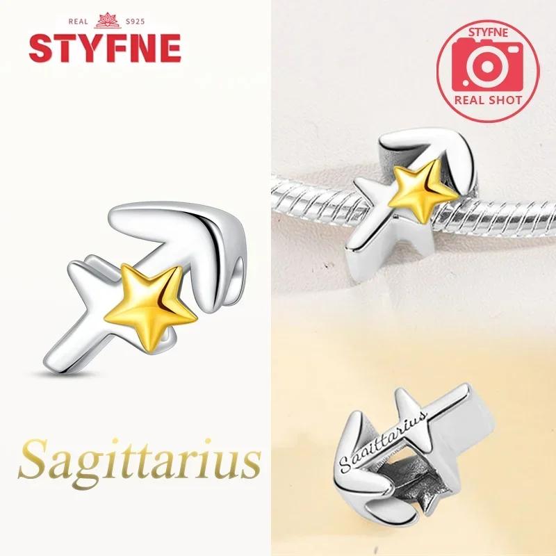 Exquisite Yellow Twelve Zodiac Signs Star Shape Taurus Symbols Authentic Copper Bead Compatible With Bracelets Women Do It Yourself Birthday Gift Acce
