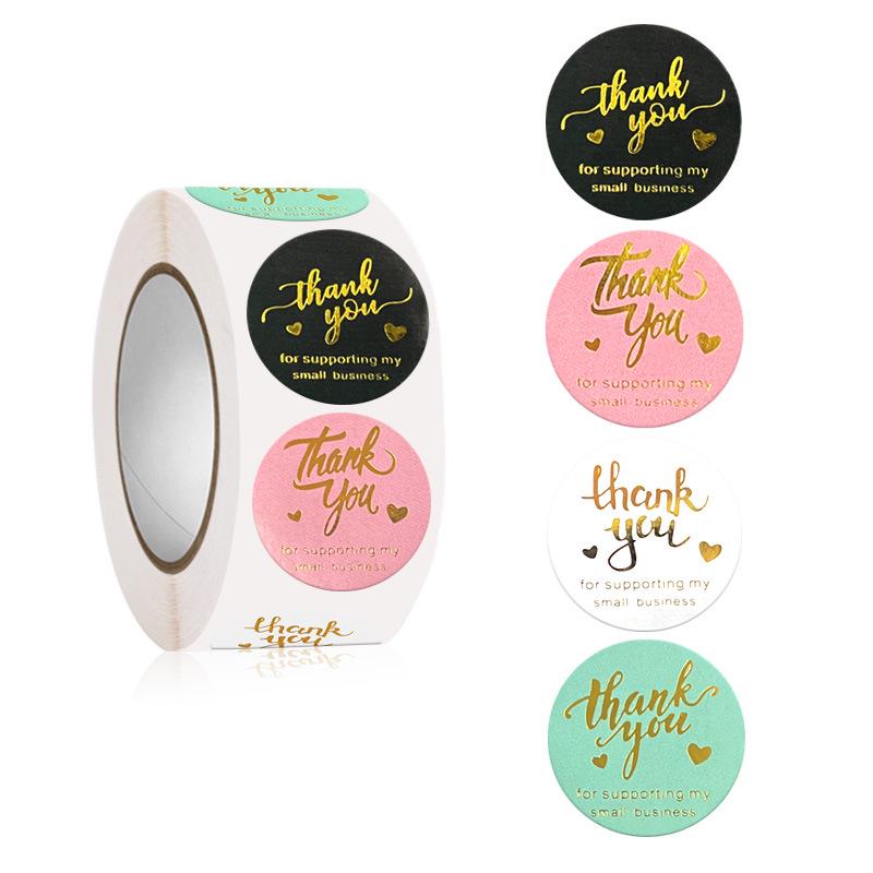 

4-Color Hot Stamping Thank You Baking Labels, 500 Self-Adhesive Sealing Stickers per Roll.
