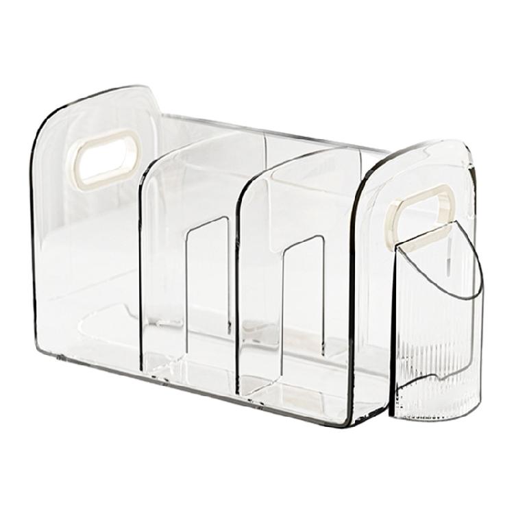 Clear Acrylic Bookend Book Organizers with Pen Cup Desk Boodend Magazine Stand Space Saving Desk Book Organizers
