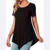 Trendy Plus Size Loose Crew Neck Irregular Hem Women's Short Sleeve T-shirt Top