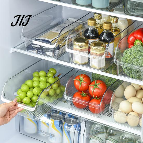 Fresh Keeping Produce Keepers Refrigerator Storage Box with Handle, Clear PET Pull Out Drawer Home Kitchen Accessories Organizer, Stackable