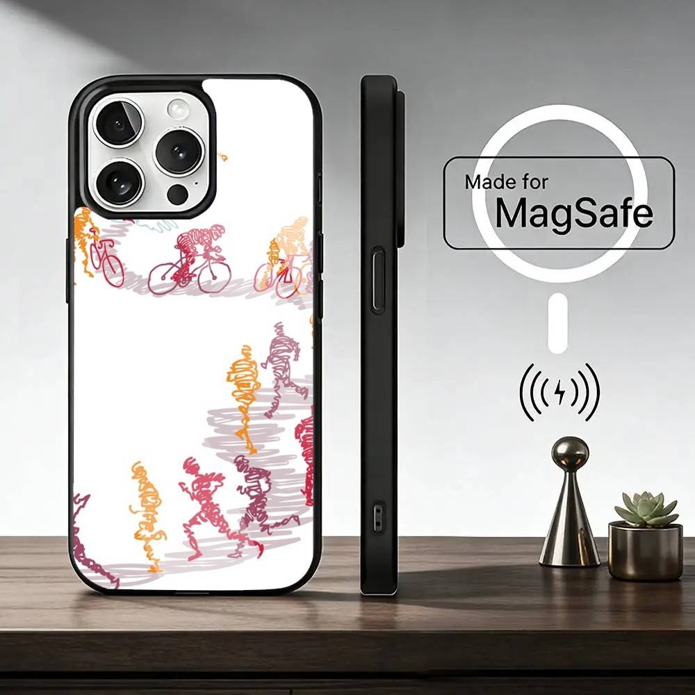 Custodia per Telefono Triathlon Nuoto Bici Corsa Tri Life Per iPhone17,16,15,14,13,12,11 Plus,Pro Magnetica con Ricarica Wireless Magsafe