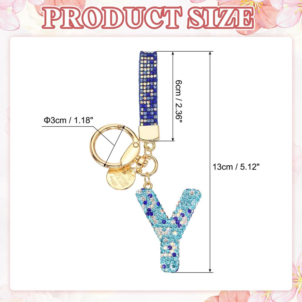[PATIKIL] Initial Letter Keychain, Gift Bling Letter Y Keychain, Alphabet Key Ring, Handbag Accessory for Women, Shiny Cute Backpack Bag Car Key