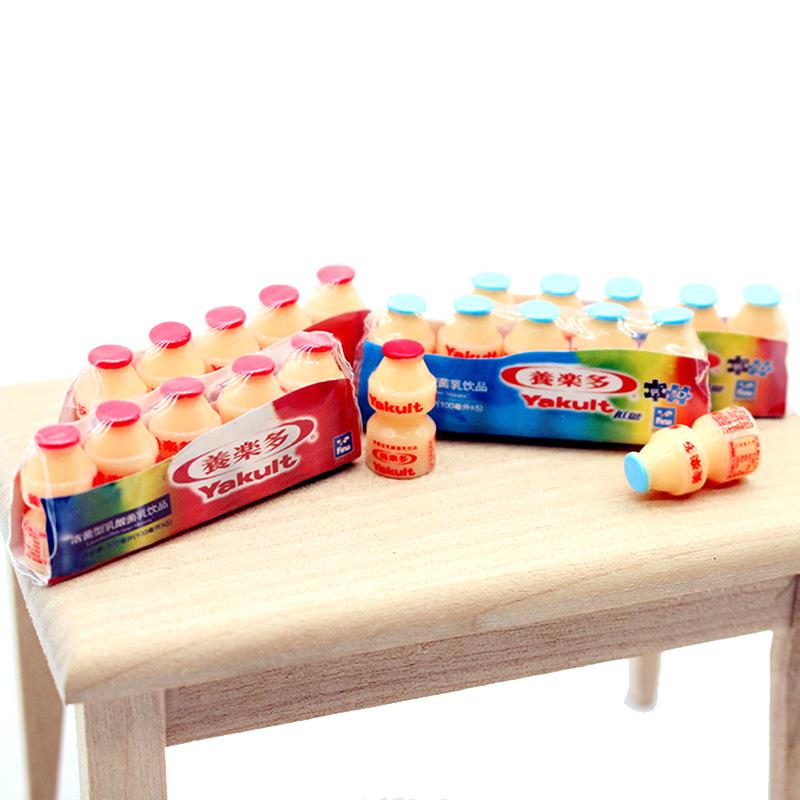 Dollhouse Mini Plastic Package Yakult Drinks Simulation Pretend Play Doll Food Drink For Dollhouse Kitchen Accessories Decor Toy