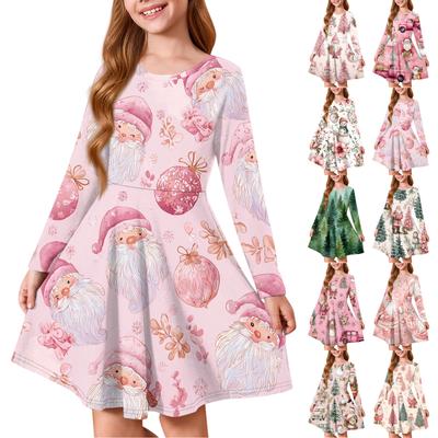 Girls' Princess Dress - Long Sleeve A-Line T-Shirt Dress Christmas Day