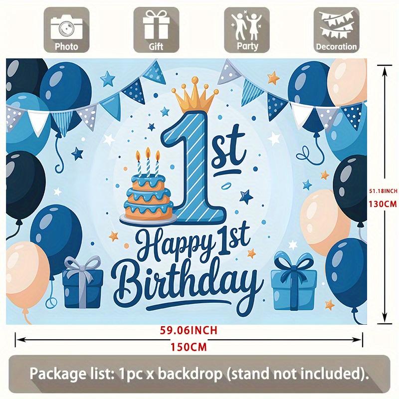 First Birthday Party Banner, Balloons Stars Cake Backdrop Wall Decor for Home