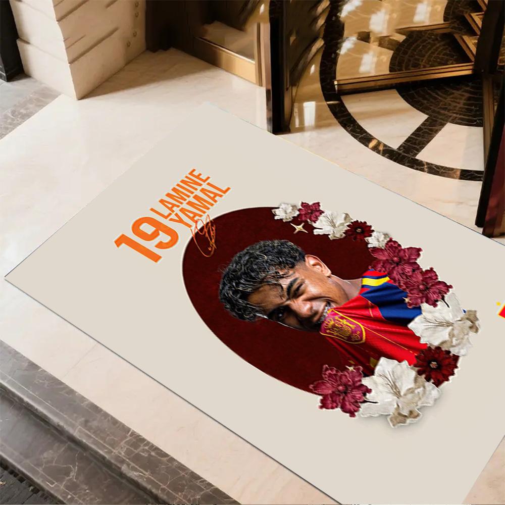 Lamine Yamal's Dynamic Soccer Celebration Area Rug Suitable for Kitchen Hallway Decorate room Dining Room Anti-slip Rug Anime Office Decor