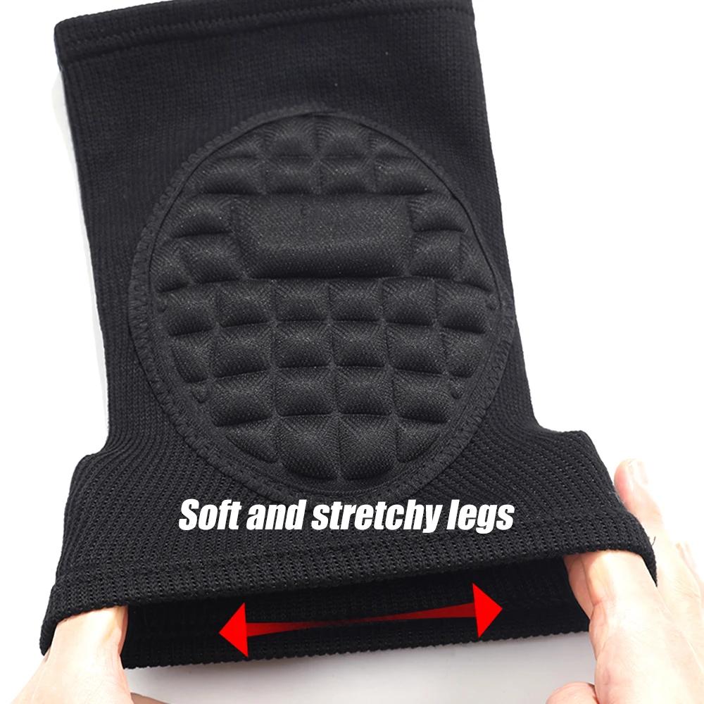 1Pair Anti-Slip Padded Sponge Knee Brace Breathable Flexible Elastic Knee Pad Support for Football Volleyball Dance Sports