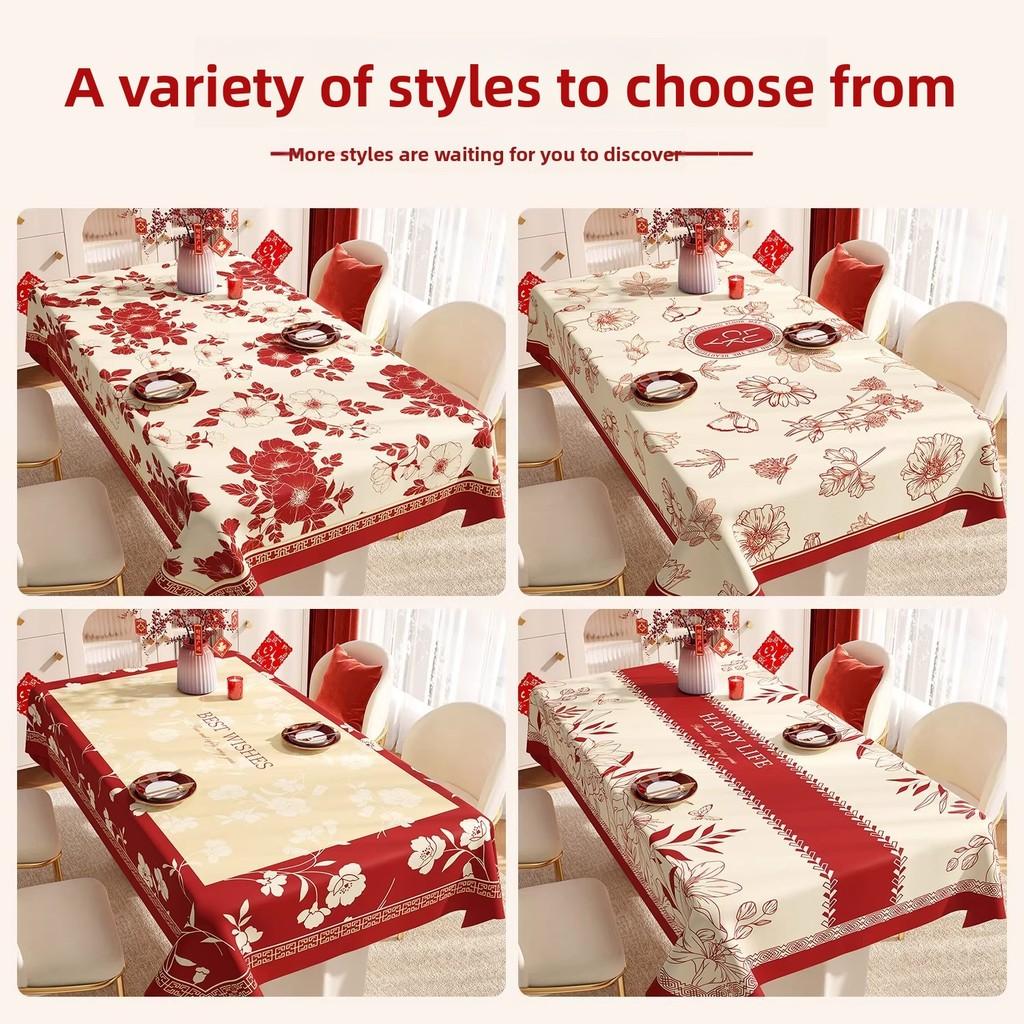 New Year Style Pvc Table Cover With Antioil Waterproof Material For Living Room Table Protection