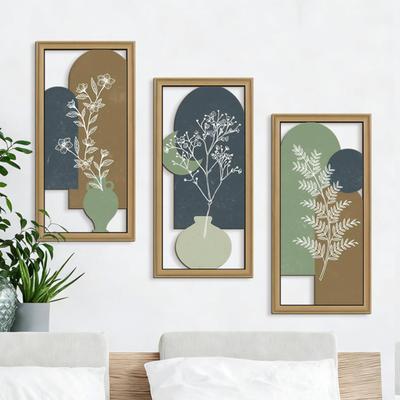 3 ks Botanické rostlinné nástěnné umění Minimalistické zarámované Boho nástěnné dekorace pro obývací pokoj ložnici koupelnu domácí kancelář