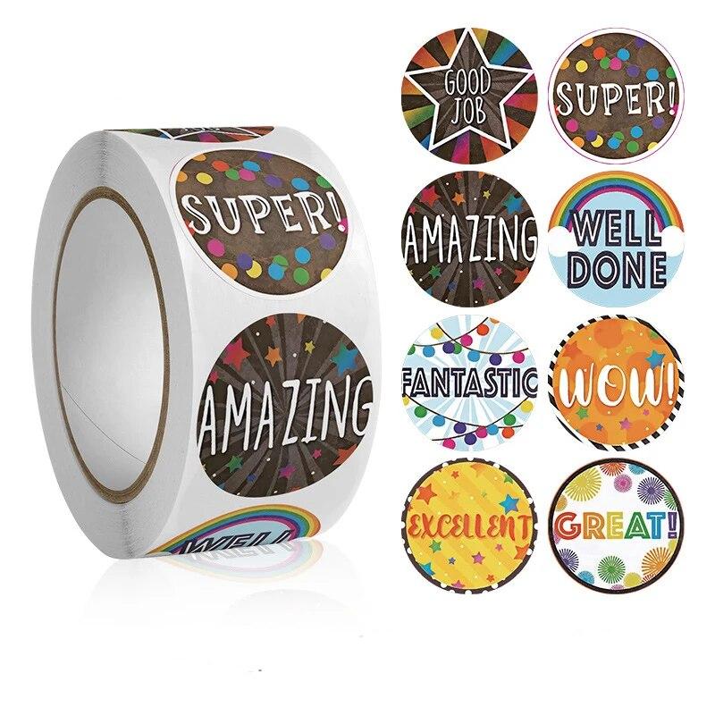 500pcs Reward Stickers, Children, Teacher, Classroom, School, Work, Study, Training Stickers, Handmade Self Adhesive Labels