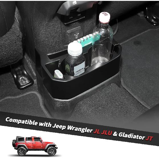 Jimen for JL Rear Cup Holder, Dual Extra Cup Holder Organizer Tray Drink Holder for Back Seat Compatible with Jeep Wrangler JL JLU & Gladiator JT