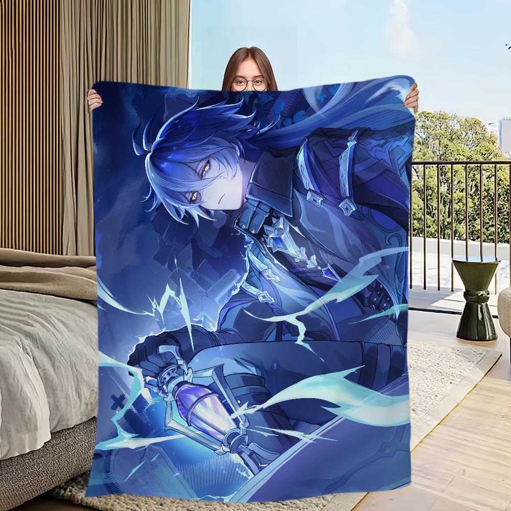 Flins Genshin Impact Fanart Muskeldecke Flanell warme weiche Plüschdecke für Sofa Wohnzimmer Zuhause Schlafzimmer Reise Geschenk Heim