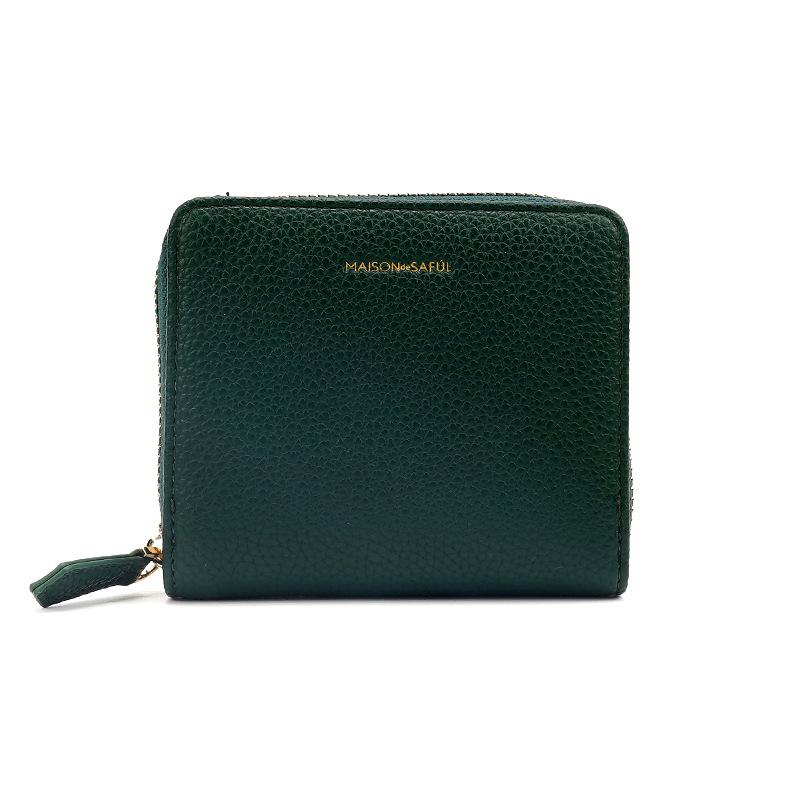 

Стильный компактный и вместительный держатель карт из искусственной кожи и женский кошелек двойного сложения зелёный