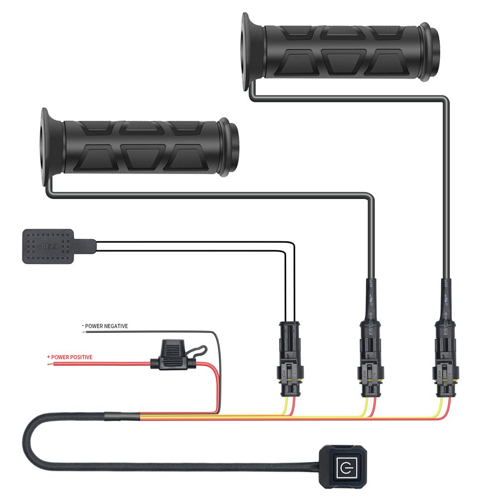 DC 12V 22mm motocyklová vyhřívaná rukojeť s inteligentním ovládáním teploty, nastavitelná rukojeť s vyhřívanými rukojeťmi pro čtyřkolky