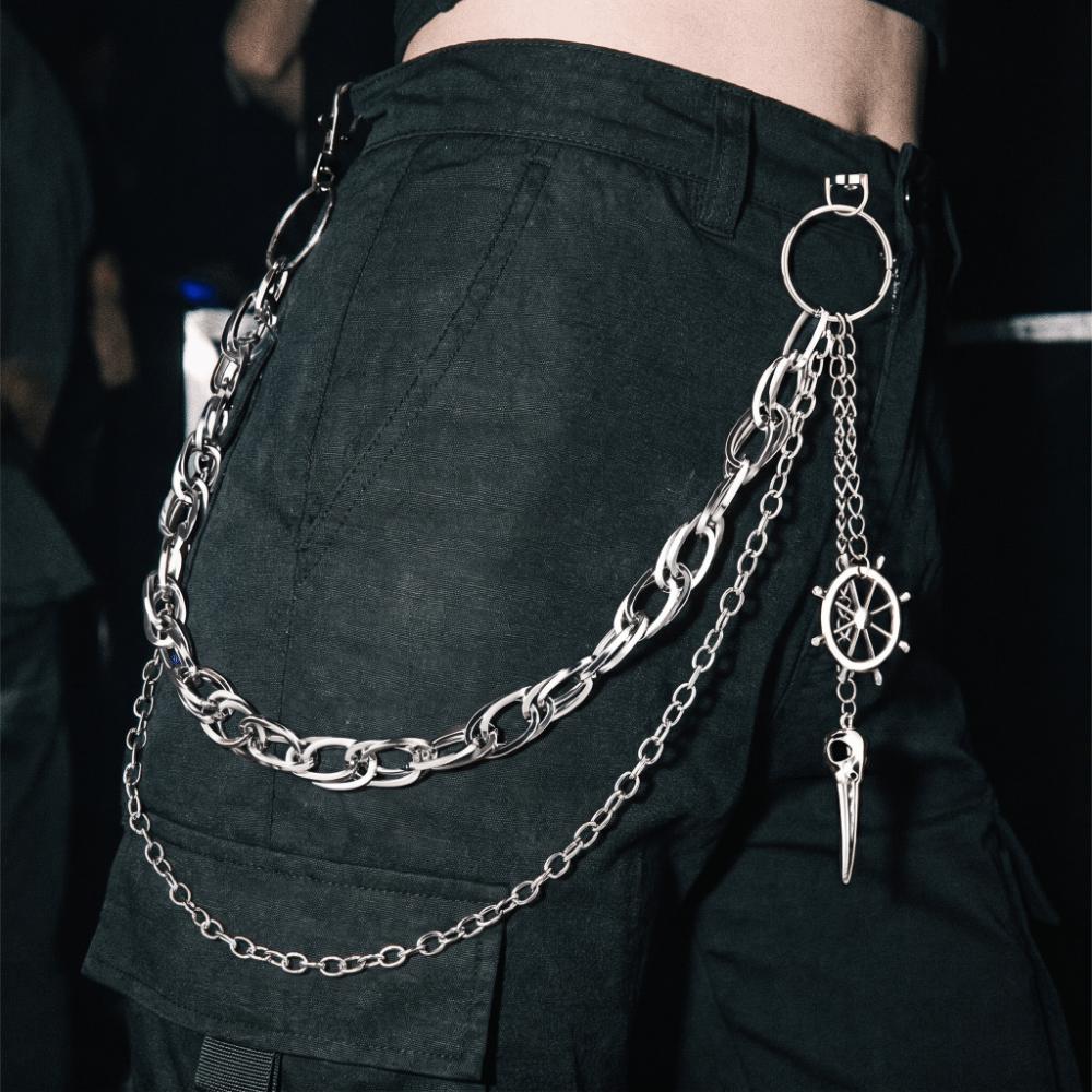 Pentagram Gothic Rock Accessories Star Pendant Waist Belt Chain Punk Pants Chain  Casual Wear