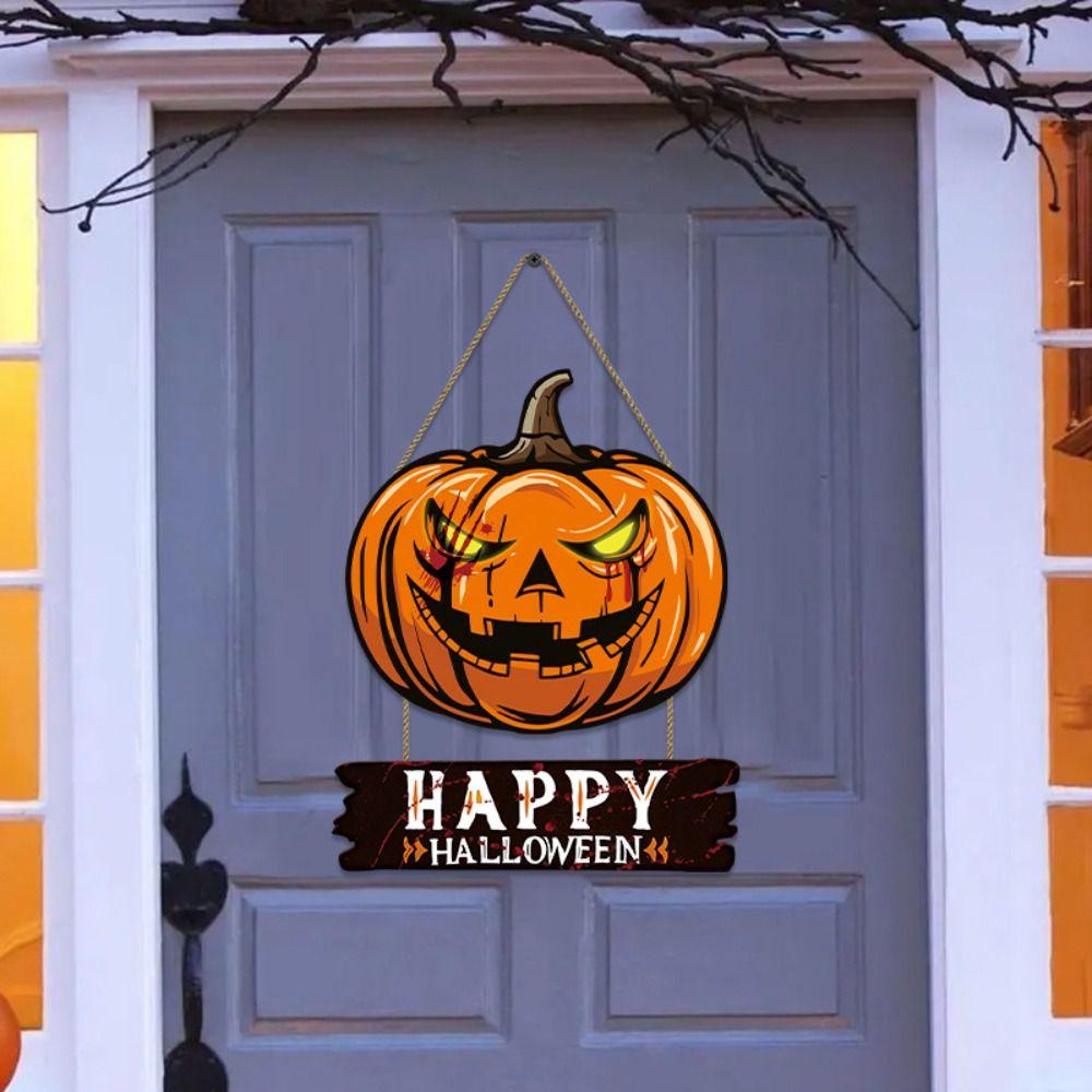 Funny Halloween Pumpkin Door Sign Creative Door Hanging Pendant Pumpkin Hanger Wreath  Atmosphere
