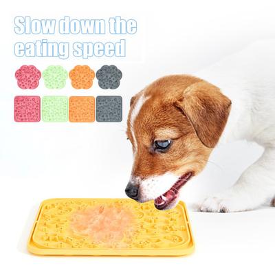 Dogs Cats Silicone Lick Mat Anti-choking Anxiety Relief Square Paw Shape Pet Food Mat with Suction Cup Slow Eating Puzzle Feeder Licking