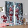 2pcs 2D flat printing Christmas Curtain Christmas snowman3 100% Polyester Without Electricity Party & Holiday Decor Use for