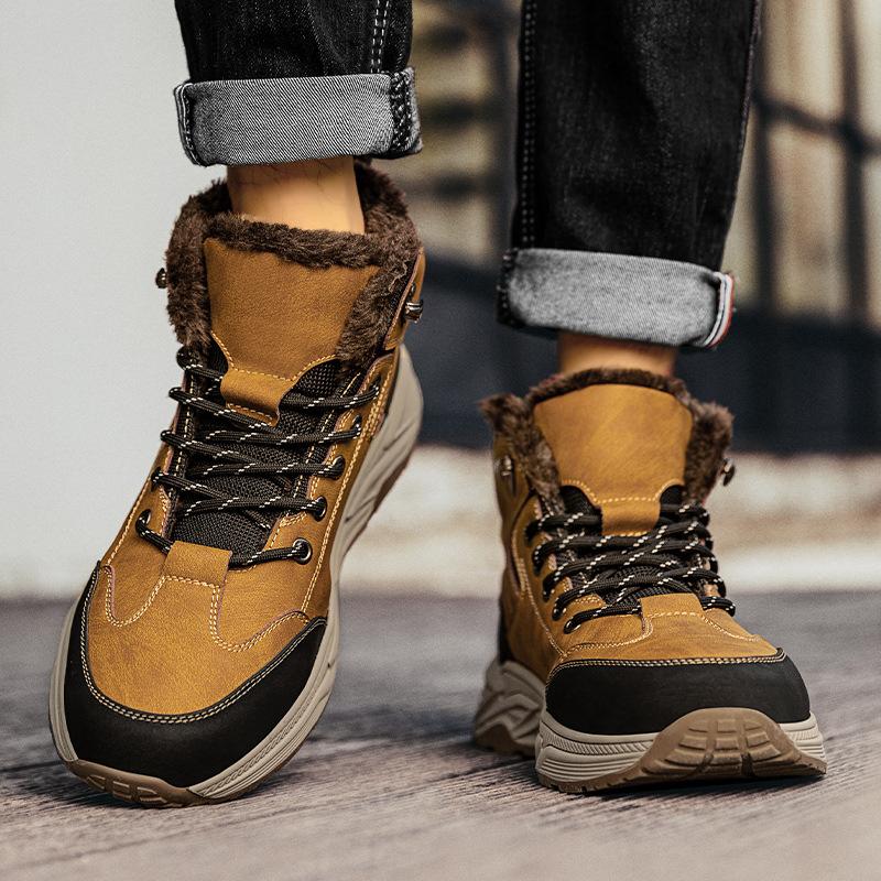 

Autumn and winter men s shoes new velvet thermal boots Northeast thickened large cotton shoes outdoor sports mountaineering snow boots 44