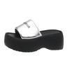 Stylish, Simple and Versatile Thick-soled Height-increasing Cool Slippers for Women's 2025 Summer New Versatile Outer Wear Letter One-word Slippers