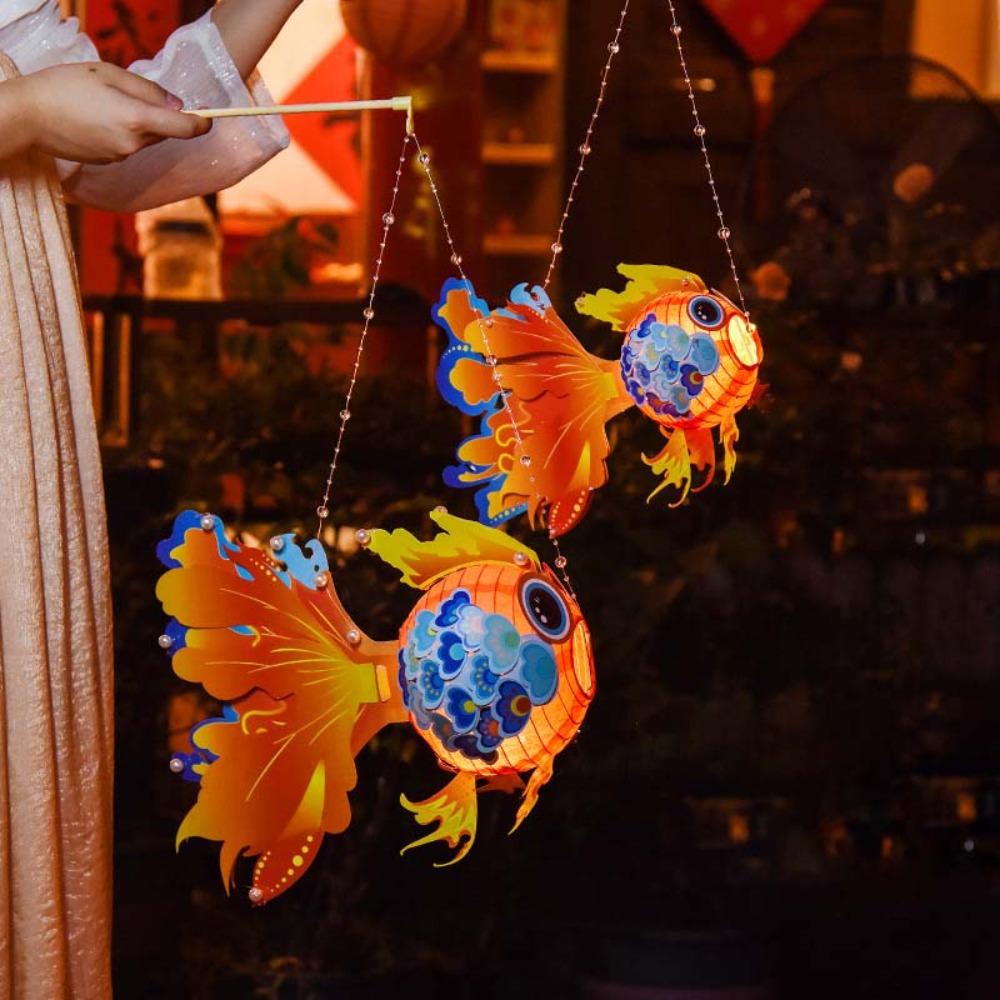 Handheld Mid-Autumn Festival Lamp DIY Material Bag Koi Fish Handmade Lantern  Toy