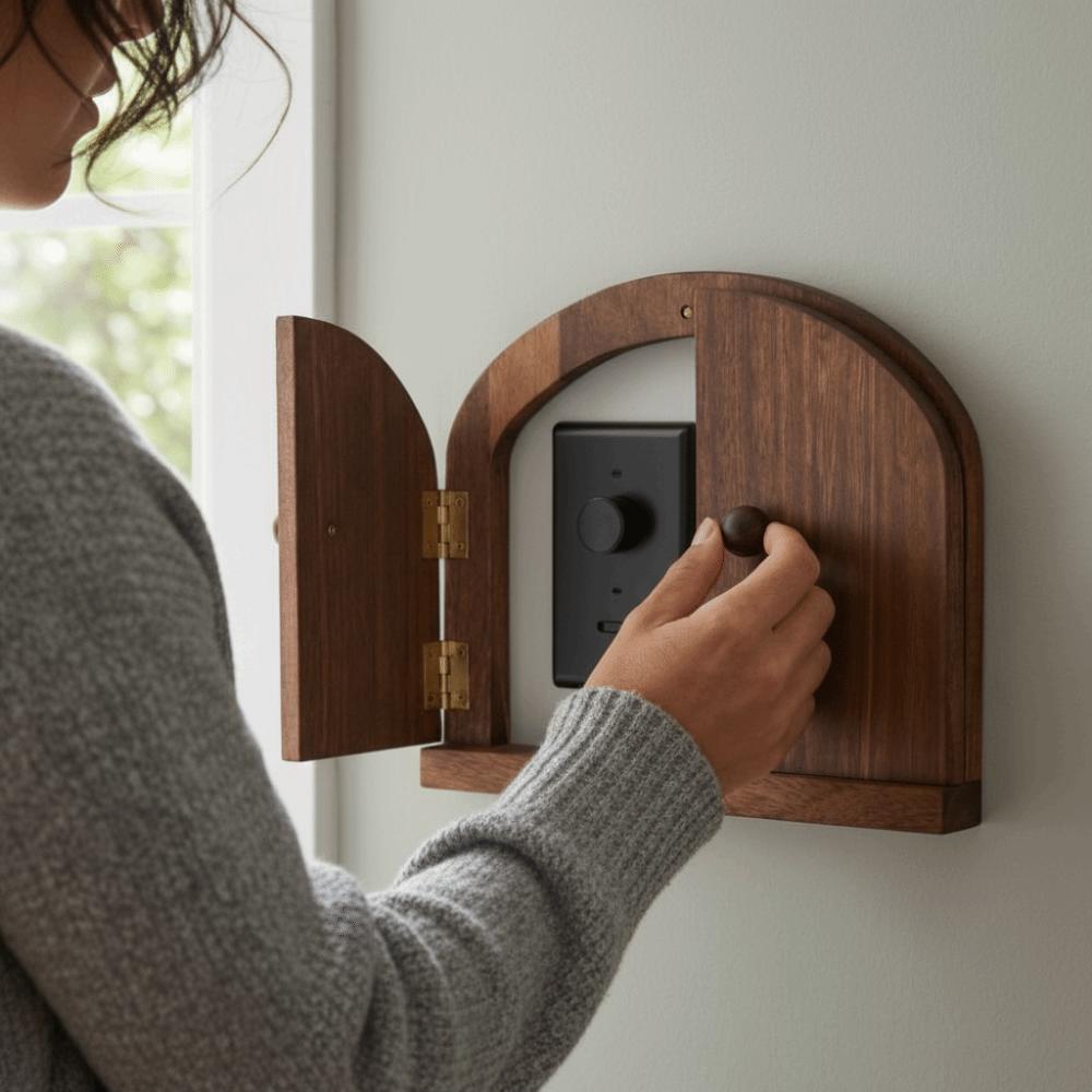 Rustic Style Solid Wood Switch Cover Self Adhesive Outlet Cover Switch Protector  Living Room