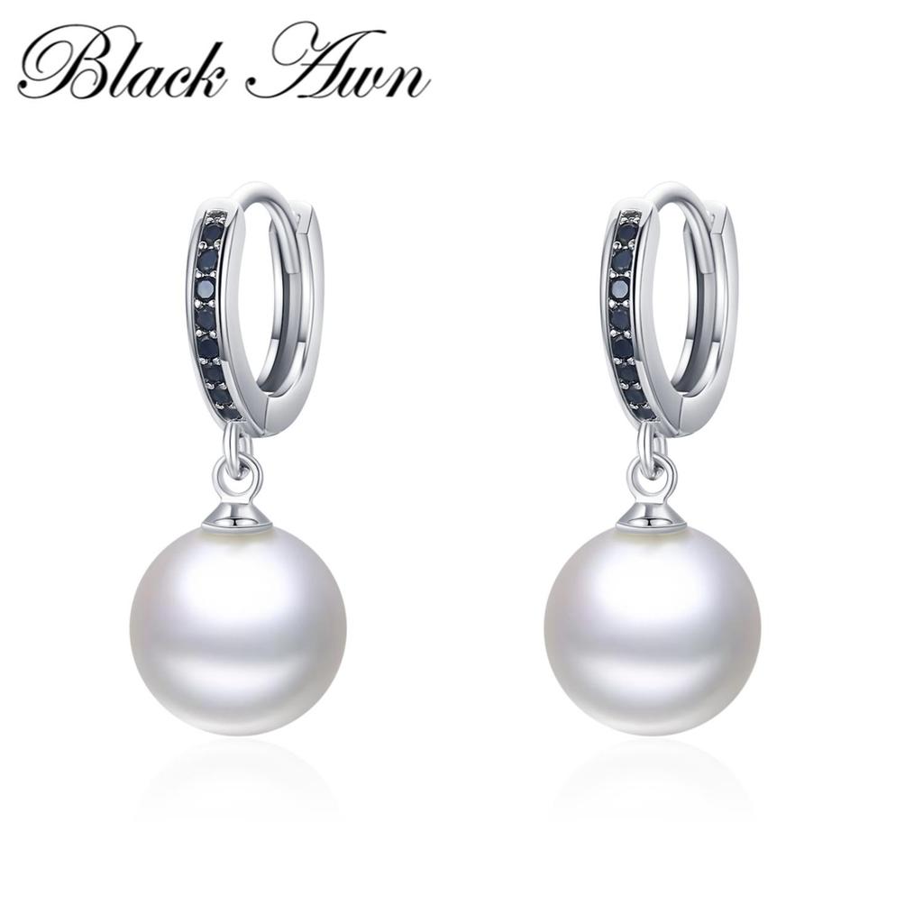 Black Awn Black Drop Earrings Pearls Jewlery