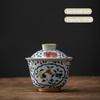 Chinese Blue and White Ceramic Gaiwan Pot Bearing Handmade Tea Bowl Teacup Beauty Tea Infuser Portable Household Teaware