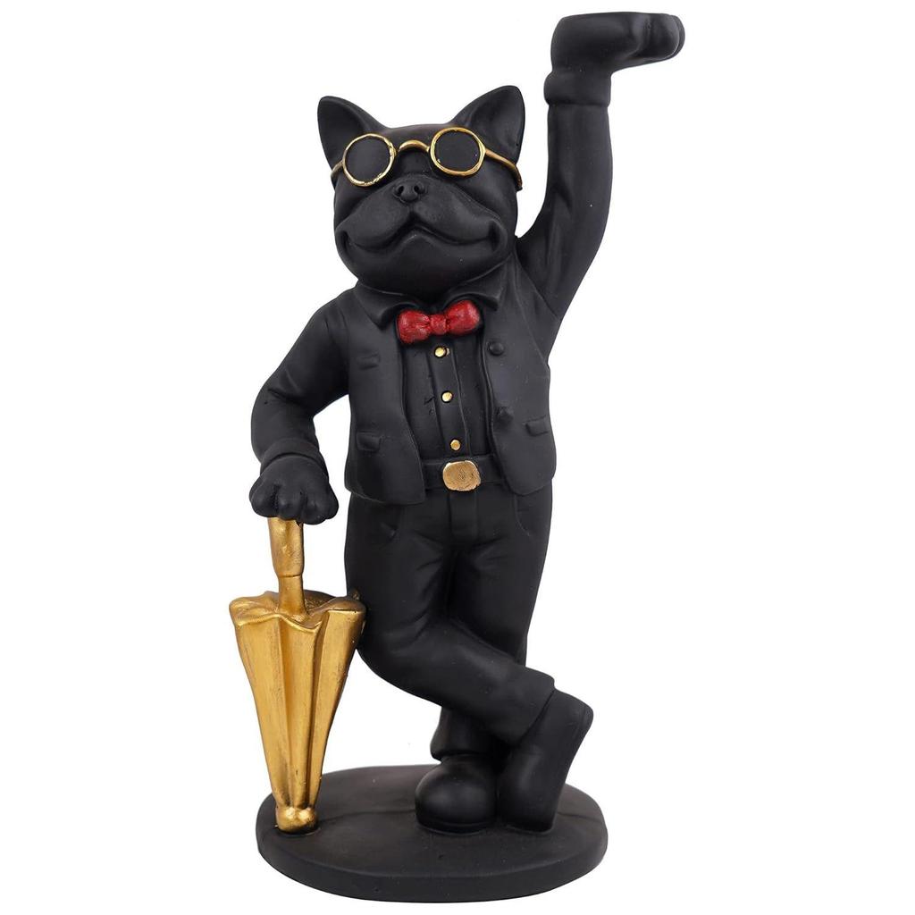 Dog Showpiece for Home Decor Showpiece (11 Inch, Black), Silk(Resin)