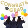 Congrats Grad Banner Gold Glitter Pre-Strung Congrats Grad Sign - 8ft -No DIY - Graduation Party Decorations for Class of 2025 Graduation Decorations