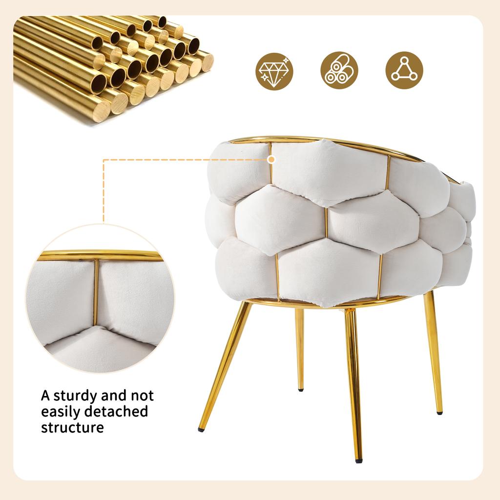 Luxury Velvet Chairs 1 Chair, Legs Made of Gilded Iron, Beige, Bubble Chairs(11.24 Replacement of the Backrest