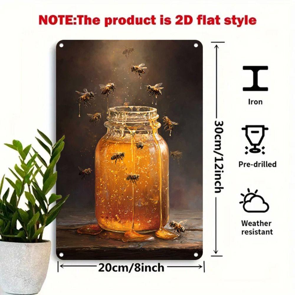 Metal Sign Bee Flower Nature Sunflower 20x30cm Wall Decor